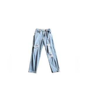 Levi’s Silver Tab Mom Jeans‎ Size 28 Light Wash Distressed Hi Rise Stretch Waist